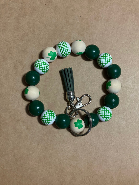 Wooden Bead Wristlet Key Chain